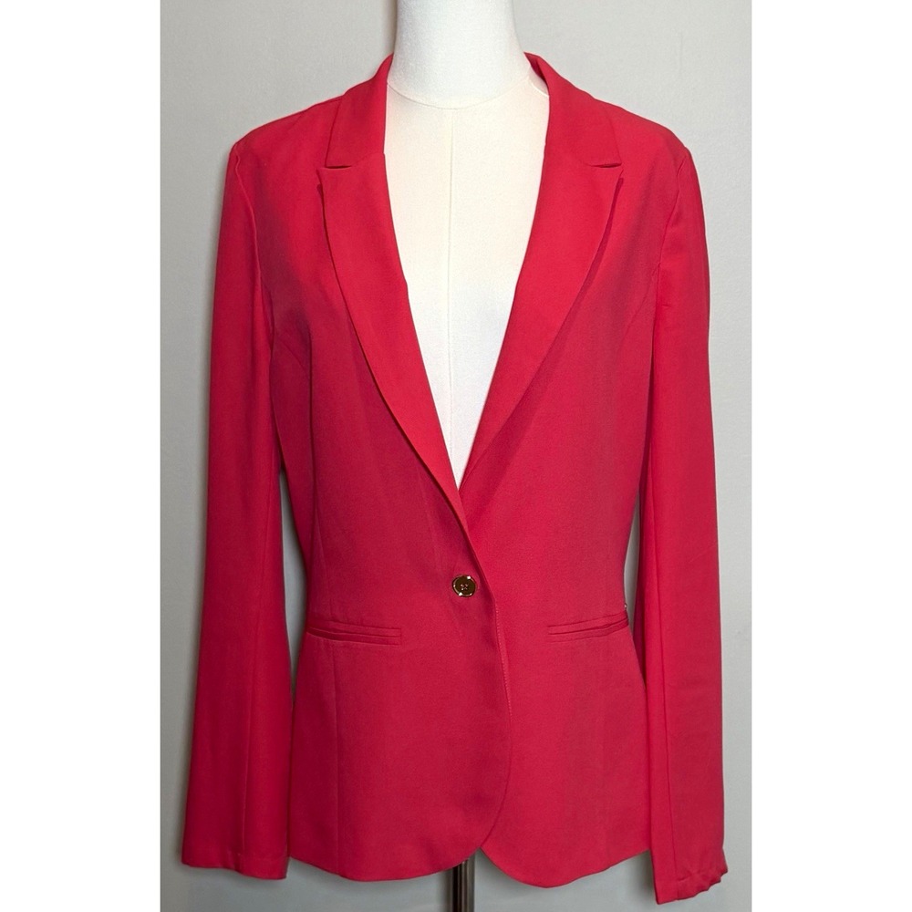 GUESS Los Angeles Pink Single-Button Blazer Jacket Women's Size M Pockets Logo